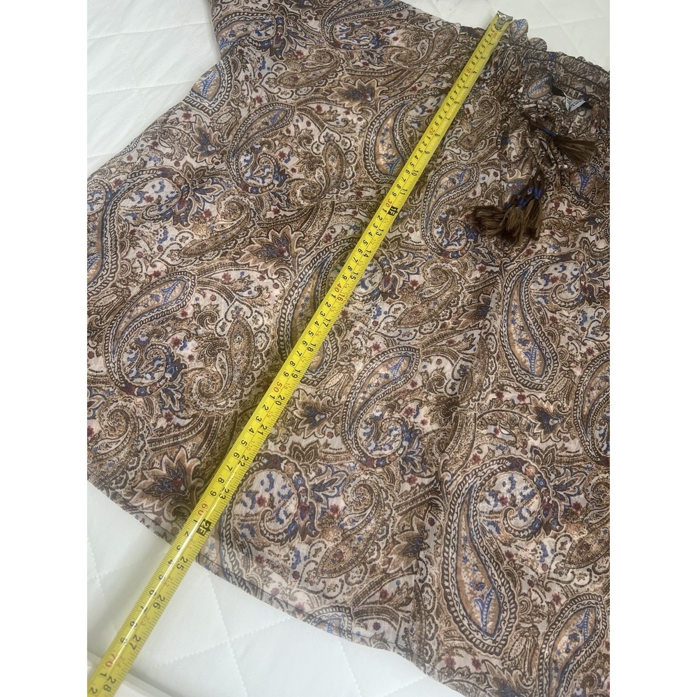 ZARA Boho Paisley Peasant Bohemian Blouse Tie Neck Balloon Sleeve Festival Top S - Picture 6 of 6